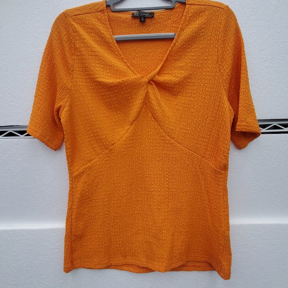 DG2 Twist Front Orange Short Sleeve Blouse Size XL